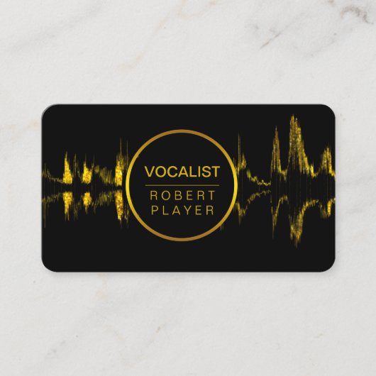 Vocalist Singer DJ Music Teacher Microphone Gold Visitekaartje (Voorkant)