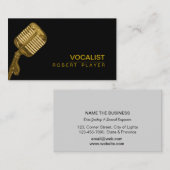 Vocalist Singer DJ Music Teacher Microphone Gold Visitekaartje (Voorkant / Achterkant)