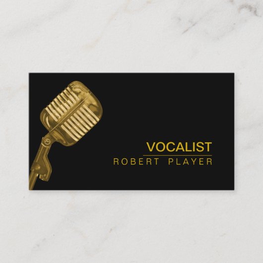Vocalist Singer DJ Music Teacher Microphone Gold Visitekaartje (Voorkant)