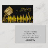 Vocalist Singer DJ Music Teacher Microphone Gold Visitekaartje (Voorkant / Achterkant)
