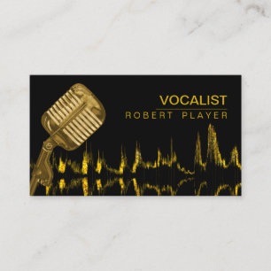 Vocalist Singer DJ Music Teacher Microphone Gold Visitekaartje