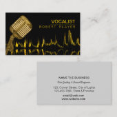 Vocalist Singer DJ Music Teacher Microphone Gold Visitekaartje (Voorkant / Achterkant)
