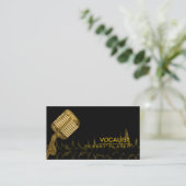 Vocalist Singer DJ Music Teacher Microphone Gold Visitekaartje (Staand voorkant)