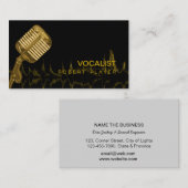 Vocalist Singer DJ Music Teacher Microphone Gold Visitekaartje (Voorkant / Achterkant)