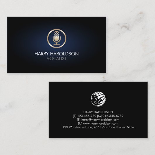Vocalist Singer Microphone Visitekaartje (Voorkant / Achterkant)