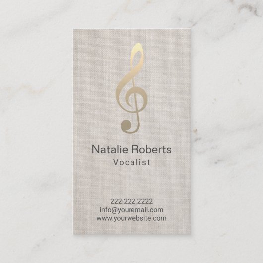 Vocalist Singer Musical Clef Logo Linen Music Visitekaartje (Voorkant)