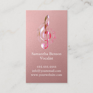 Vocalist Singer Musical Clef Logo Roos Gold Music Visitekaartje