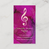 Vocalist Singer Musical Clef Logo Roos Gold Music Visitekaartje (Voorkant)