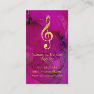Vocalist Singer Musical Clef Logo Roos Gold Music Visitekaartje