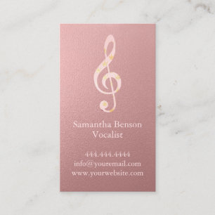 Vocalist Singer Musical Clef Logo Roos Gold Music Visitekaartje