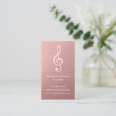 Vocalist Singer Musical Clef Logo Roos Gold Music Visitekaartje (Staand voorkant)