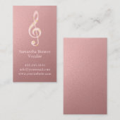 Vocalist Singer Musical Clef Logo Roos Gold Music Visitekaartje (Voorkant / Achterkant)