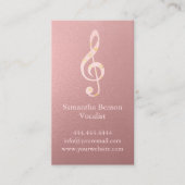 Vocalist Singer Musical Clef Logo Roos Gold Music Visitekaartje (Voorkant)