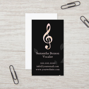 Vocalist Singer Musical Clef Logo Roos Gold Music Visitekaartje