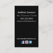 Vocalistische foto van Funeral Music Coordinator Visitekaartje (Achterkant)