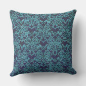 , vocht, blauw, bloemig, patroon, blauwgroen, chic buitenkussen (Achterkant)