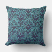 , vocht, blauw, bloemig, patroon, blauwgroen, chic buitenkussen (Voorkant)