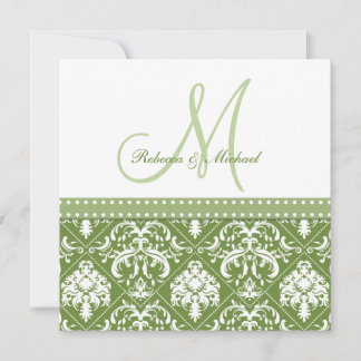vocht van olijven Groen en Wit met monogram Kaart