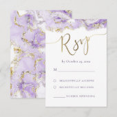 vochtmarmerlavengoud RSVP bruiloft Kaartje (Voorkant / Achterkant)