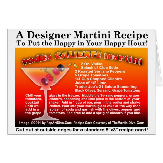 Vodka Caliente Martini Receptkaart (Voorkant Horizontaal)