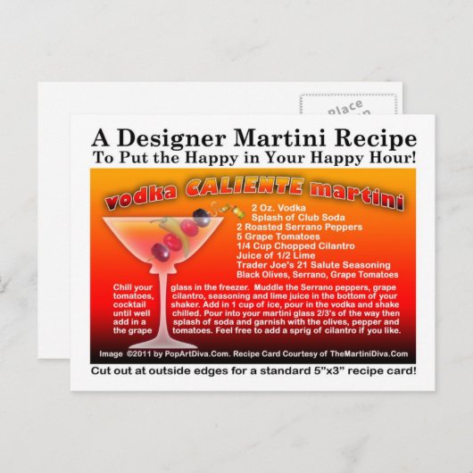 Vodka Caliente Martini Recipe Briefkaart (Voorkant / Achterkant)