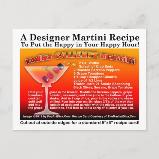 Vodka Caliente Martini Recipe Briefkaart (Voorkant)