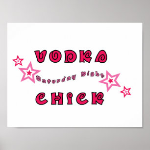 VODKA CHICK GIRLY PINK STARS GRAPHICS LOGO MOTTO A POSTER