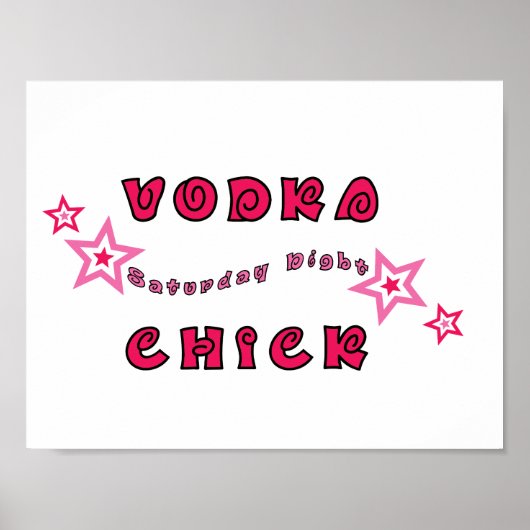 VODKA CHICK GIRLY PINK STARS GRAPHICS LOGO MOTTO A POSTER (Voorkant)