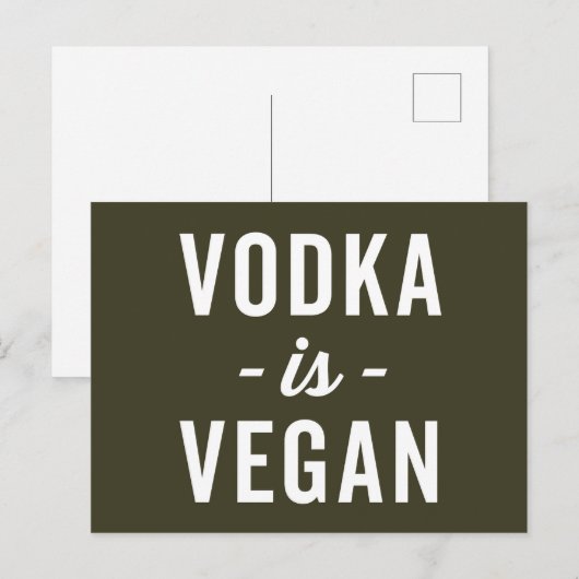 Vodka is Vegan Funny Quote Briefkaart (Voorkant / Achterkant)