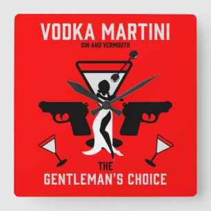Vodka Martini Drink Gift Vierkante Klok