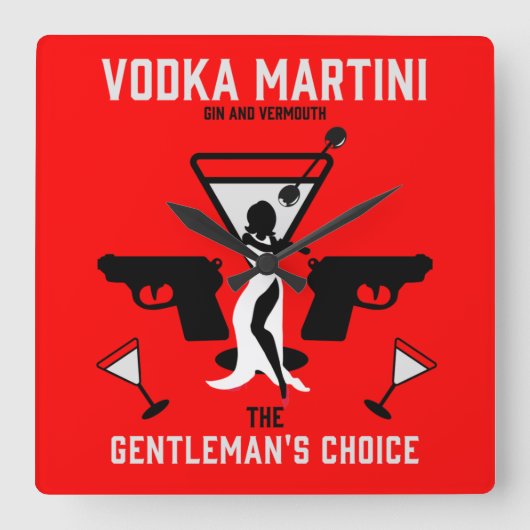 Vodka Martini Drink Gift Vierkante Klok (Voorkant)