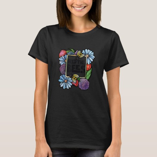 Voed de bijen bloem imker kunst t-shirt (Voorkant)