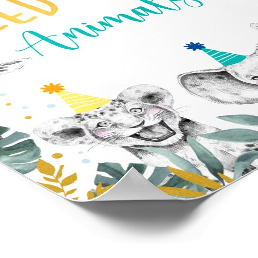 Voed de dieren niet aan het blauwe goudteken poster (Hoek)