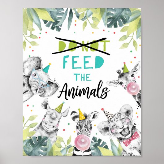 Voed de dieren niet aan Safari Birthday Table Sign Poster (Voorkant)