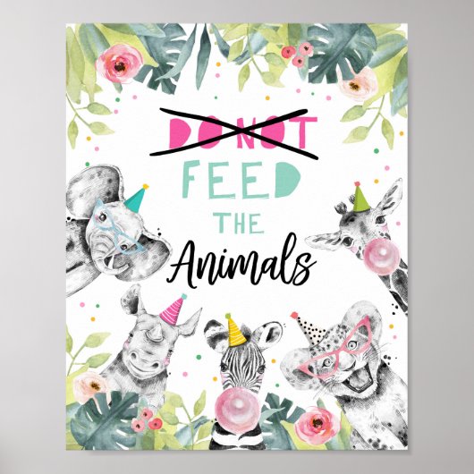Voed de dieren niet aan Safari Birthday Table Sign Poster (Voorkant)