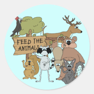 Voed de dieren ronde sticker