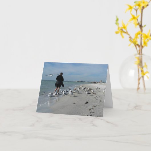 Voed de vogels @ Sunset Beach Kaart (Gele Bloem)