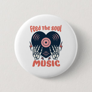 voed de ziel muziek ronde button 5,7 cm