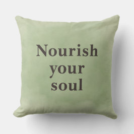 Voed je ziel Minimalistische quote Sage groen Kussen