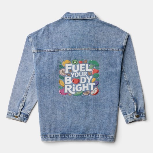 Voed Uw Lichaam Juist Gezonde Eet Voeding Denim Jacket (Achterkant)