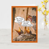 Voeden BabyBirds Funny Moederdag Kaart Sjabloon (Gele Bloem)