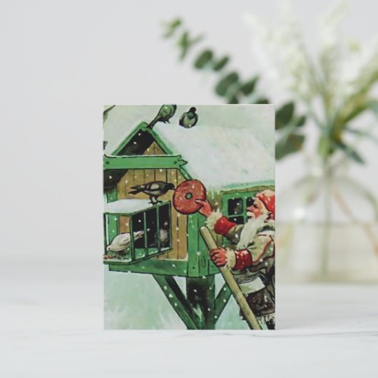 “Voedende wintervogels” van Jenny Nystrom Briefkaart (Staand voorkant)