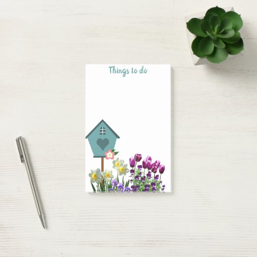 Voederhuis in de bloementeelt post-it® notes (Kantoor)