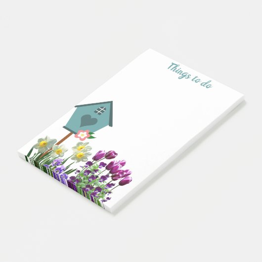 Voederhuis in de bloementeelt post-it® notes (Schuin)