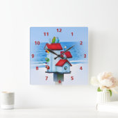 Voederhuis met parrots en parakeets vierkante klok (Huis)