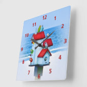 Voederhuis met parrots en parakeets vierkante klok (Hoek)