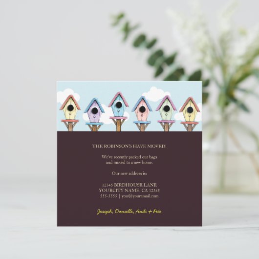 Voederhuizen | Nieuwe kennisgeving thuis Aankondiging (Staand voorkant)