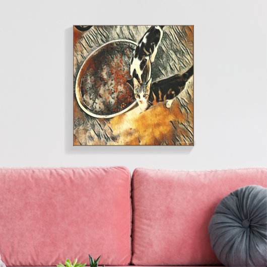 Voedertijd! - bruine rand canvas afdruk (Insitu (Woonkamer))