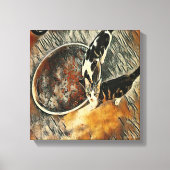 Voedertijd! - bruine rand canvas afdruk (Voorkant)