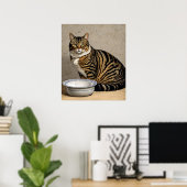 Voedertijd? - Cat Art Print (Thuiskantoor)